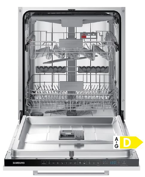 Lave-vaisselle D, 14 couverts, 10.5L, 44dBA, Auto door Open, 7 programmes, Flex Load, Glass care design, 1H express cycle, Machine Care, Aqua stop, Tiroir à couverts (flex), FBI
