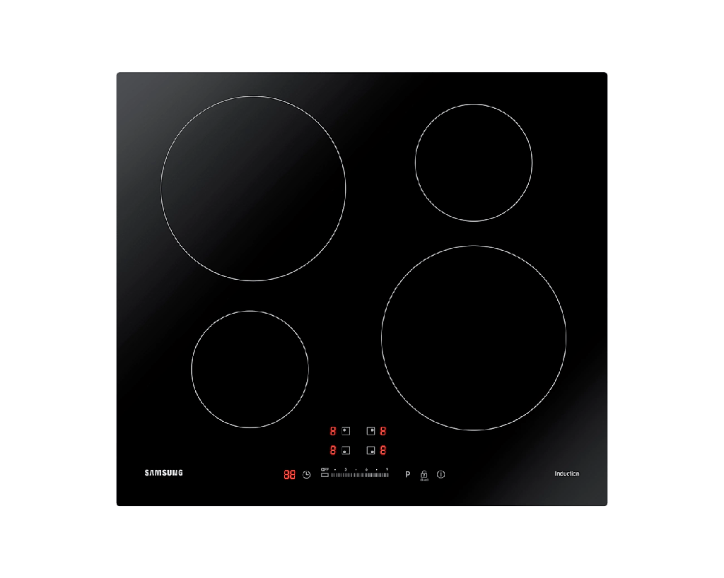 Induction 60cm, 4 zones, sliding, 1 bord biseauté