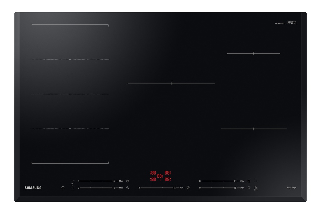 Inductiekookplaat, Serie 6, 80cm, LED, Slide Control, Flex Zone Plus, 3 Schuin, 5 Branders, Schott-glas