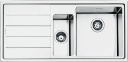 [LFT102S] SMEG Inbouwspoelbak - 100 cm - 1 bak + 1/2 + afdruiprek links - radius 15 mm - Smeg RVS