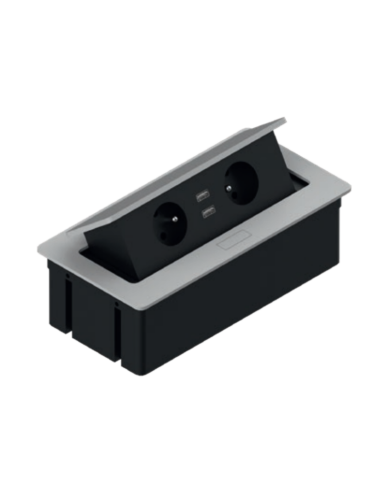 [TR19.0014.08.049] Multiprise encastrable avec 2 prises, 2 port USB